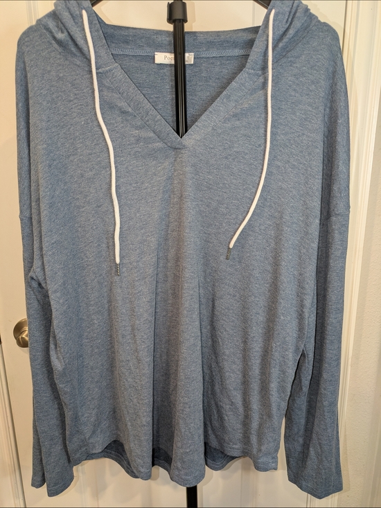 poetsky Tops - Poetsky XL Blue Oversized Dolman Sleeve V Neck Lightweight Hoodie